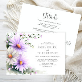Convites All in One Purple and White Daisies Wedding