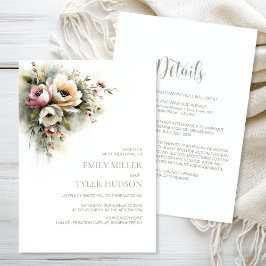 Convites All in One Rustic Pink and Orange Floral Wedding