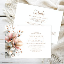 Convites All in One Rustic Pink Floral Wedding