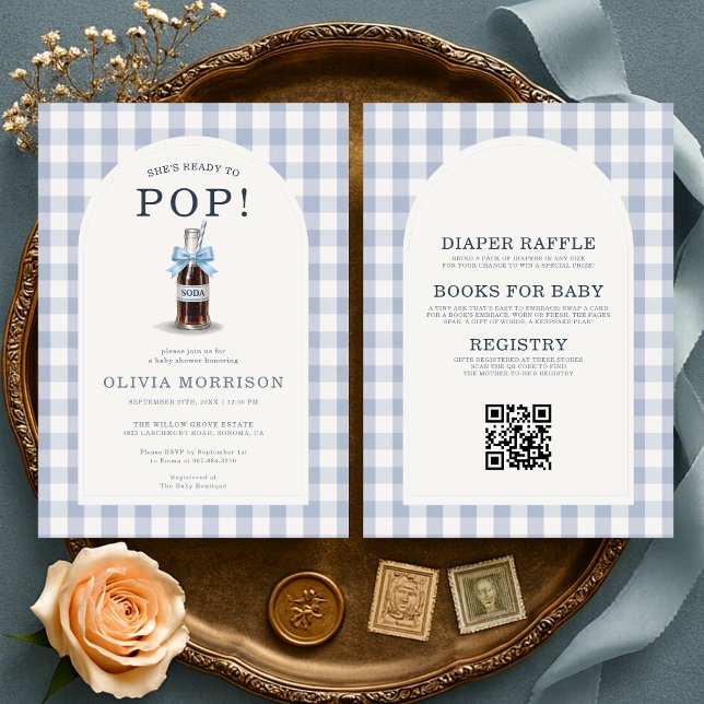 Convites All in One She's Ready to Pop Boy Baby Shower (Criador carregado)