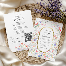 Convites All in One Spring Garden Watercolor Floral Wedding