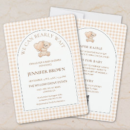 Convites All in One We Can Bearly Wait Gingham Baby Shower