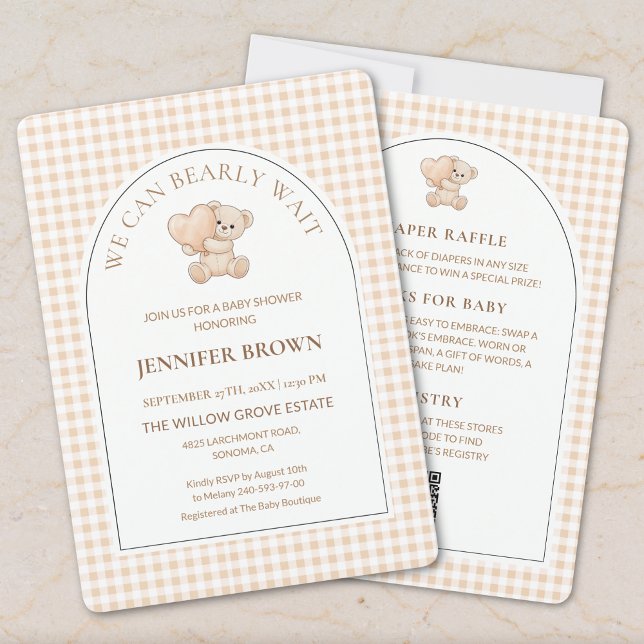 Convites All in One We Can Bearly Wait Gingham Baby Shower (Criador carregado)