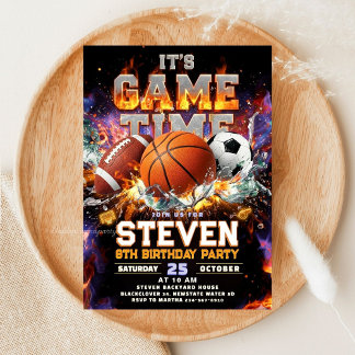 Convites All Sports Game Time Birthday Party - Sport