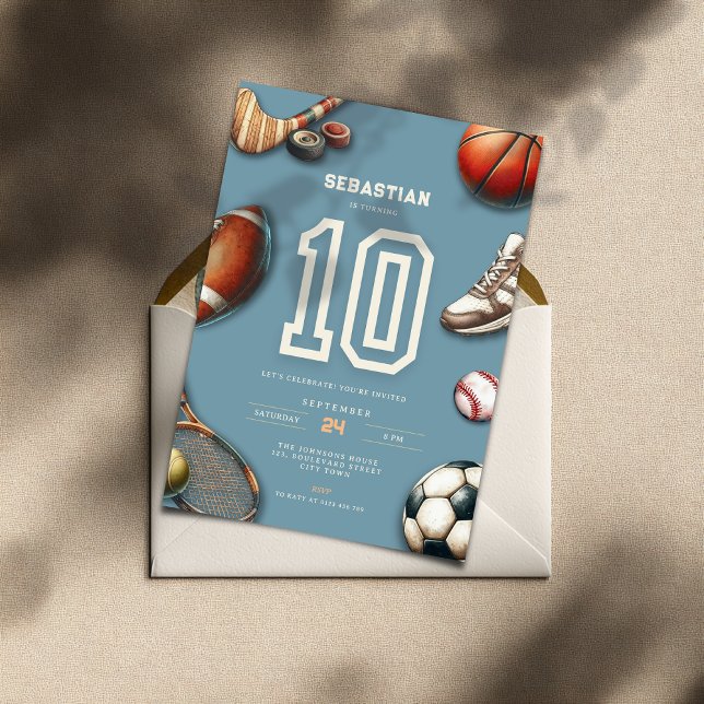 Convites All Star Sports 10th Birthday Invitation for Boys (All Star Sports 10th birthday invitation for teenager boys)