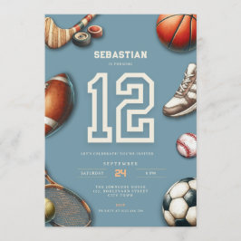 Convites All Star Sports 12th Birthday Invitation for Boys