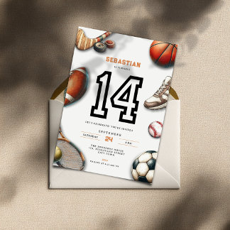 Convites All Star Sports 14th Birthday Invitation for Boys