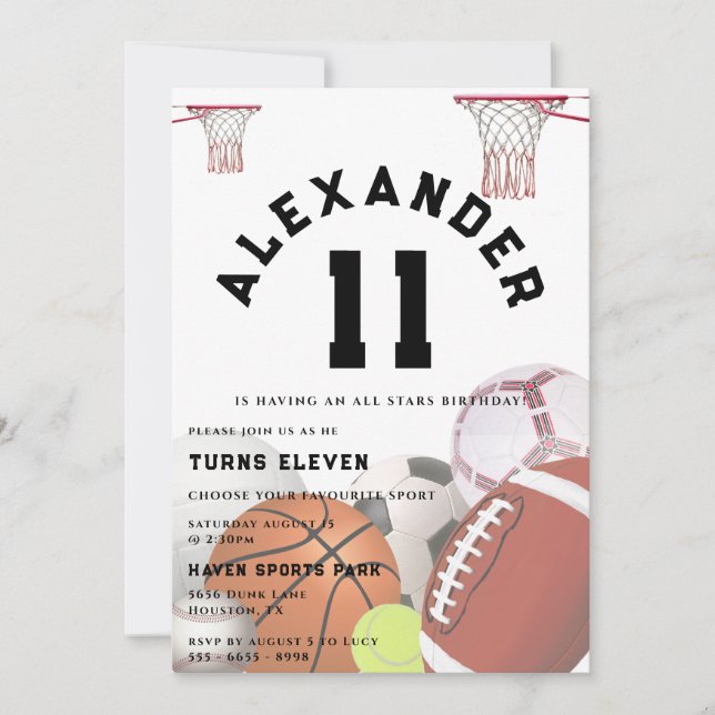 Convites All Stars Kids Birthday Party (Frente)