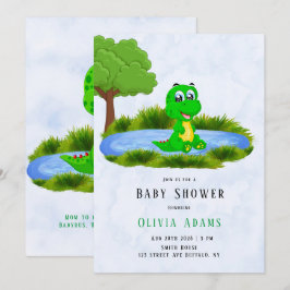 Convites Alligador Cute no Chá de fraldas Pond Boy