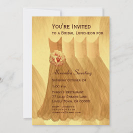 Convites Almoço da dama de honra ou vestidos Dourados V08