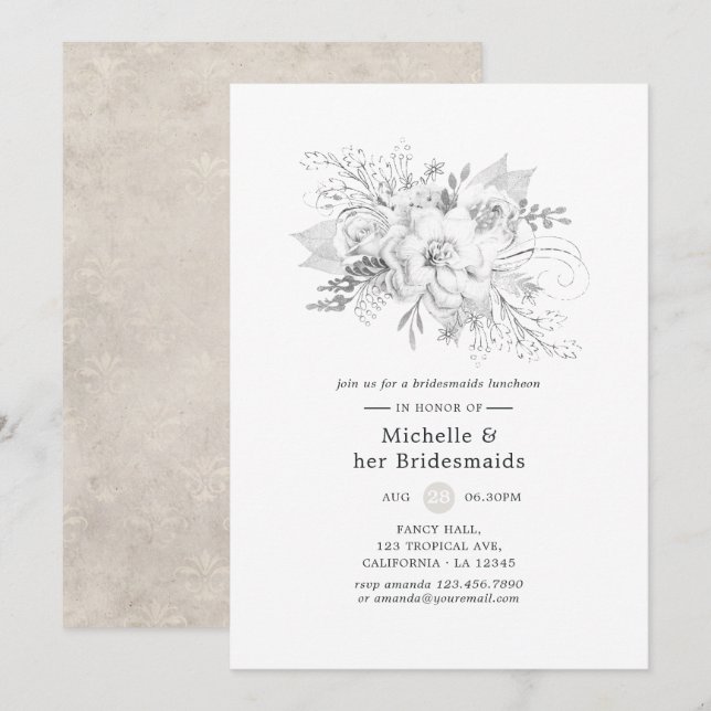 Convites Almoço das Damas de Honra Brancas (Frente/Verso)