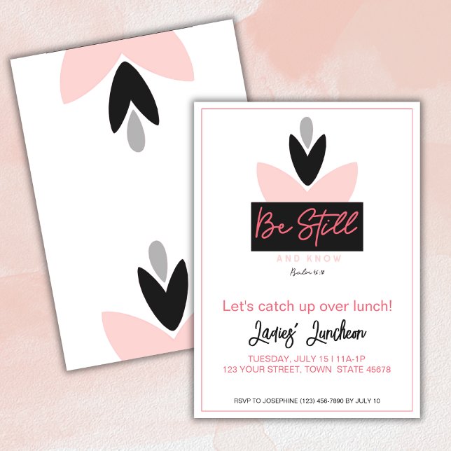 Convites Almoço das Senhoras Christian Modern Pink Salmo 46 (Criador carregado)