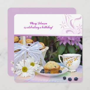 Convites Almoço de aniversário de muffins de mirtilo