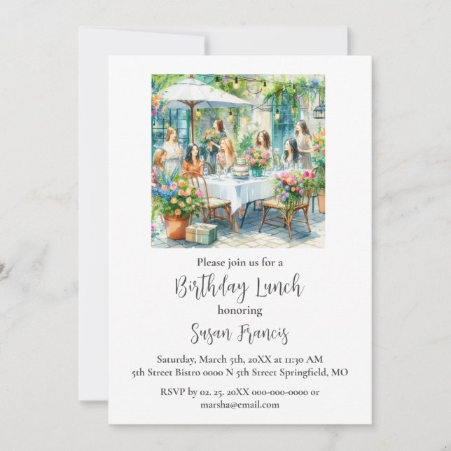 Convites Almoço de Aniversário Senhoras Chic  (Frente)