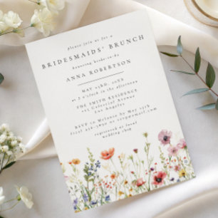 Convites Almoço de damas de honra com flores silvestres de 