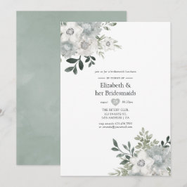 Convites Almoço de Damas de Honra em Aquarela com Salvia Pr