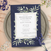 Almoço de Damas de Honra em Azul Naval Elegante co