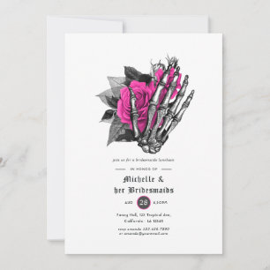 Convites Almoço de damas de honra em floral gótico rosa-cho