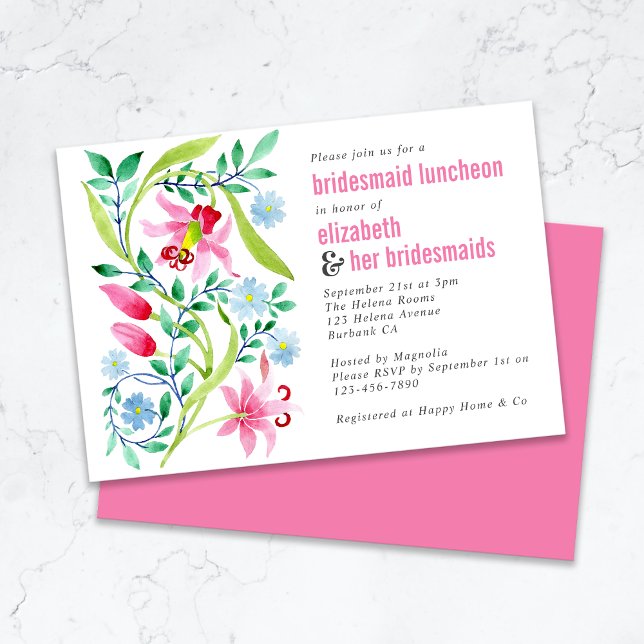 Convites Almoço de Damas de Honra Floral de Flor Silvestre  (Criador carregado)