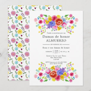 Convites Almoço de Damas de Honra Floral Fiesta Espanhola