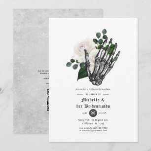 Convites Almoço de Damas de Honra Floral Gótico Branco