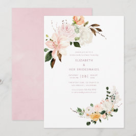 Convites Almoço de Damas de Honra Floral Pastel