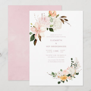 Convites Almoço de Damas de Honra Floral Pastel