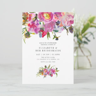Convites Almoço de Damas de Honra Floral Peônias Rosa Vinta