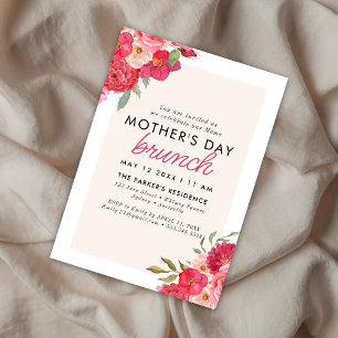 Convites Almoço de dia de as mães Elegante Floral de Aquare