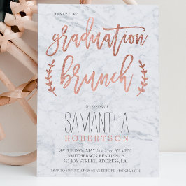 Convites Almoço de graduação em mármore de tipografia rosa 