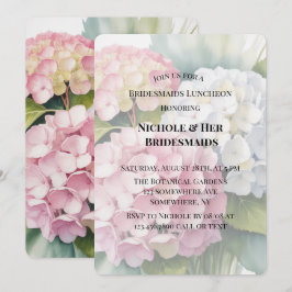 Convites Almoço de Madrinhas de Hydrangea em Aquarela Elega