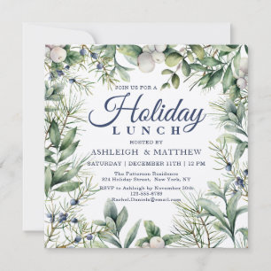 Convites Almoço de Natal com Flores de Inverno Personalizad