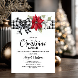 Convites Almoço de Natal com Xadrez de Búfalo de Poinsettia