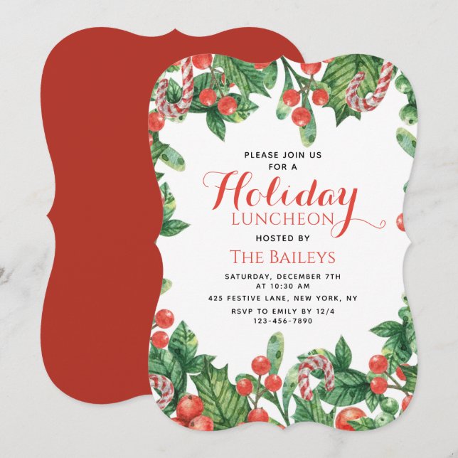 Convites Almoço de Natal em Aquarela (Frente/Verso)