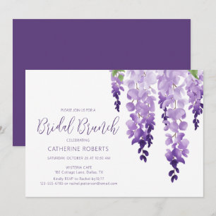 Convites Almoço de Noiva com Aguarela Wisteria Lilás