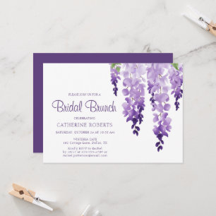 Convites Almoço de Noiva com Wisteria Lavanda em Aquarela