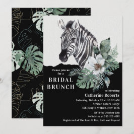 Convites Almoço de Noiva Tropical Zebra em Aquarela