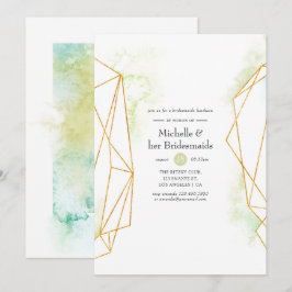 Convites Almoço de Noivas com Cristal Geométrico em Aquarel