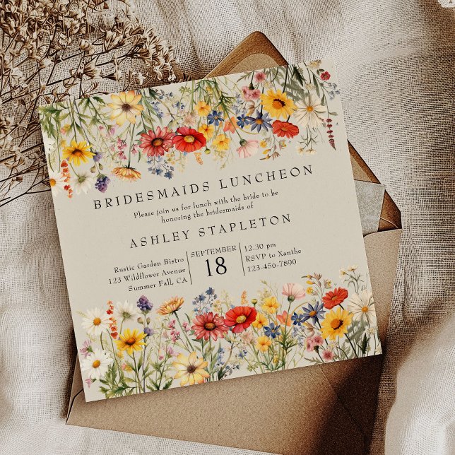 Convites Almoço de Noivas com Floral Silvestre Rústico e Qu (Bridesmaids Luncheon Invitation from my Rustic Wildflower Wedding Collection)