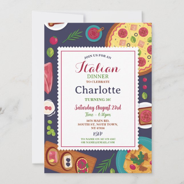 Convites Almoço de pizza de Festa de aniversário Jantada it (Frente)