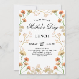 Convites Almoço do Dia de as mães Branco da DaTECND Wildflo
