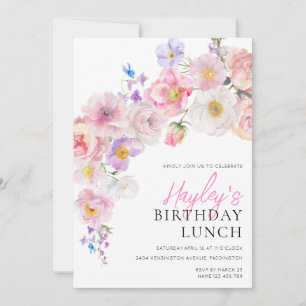Convites Almoço Floral de Aniversário Eloise Pink