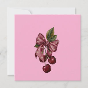 Convites Almofada Lombar com Laço Rosa e Cereja Coquette