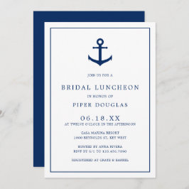 Convites Almofada Náutica Marinho Azul Anchor Bridal Elegan