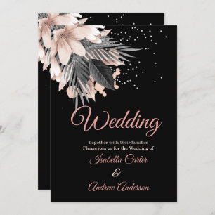 Convites Almofada Pêssego Cor-de-rosa com Casamento Preto F