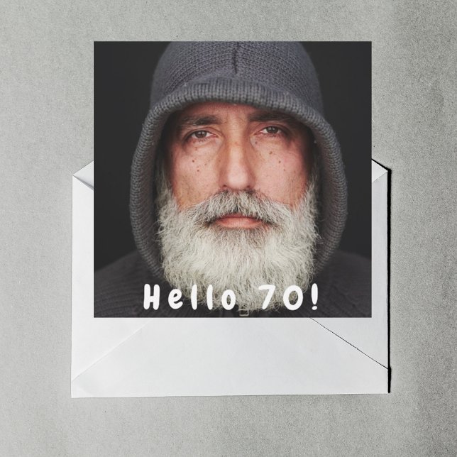Convites Alô de festa de aniversário de foto 70 cara branco (Criador carregado)
