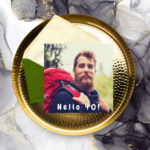 Convites Alô de foto aniversário de 40 anos 40 cara preto