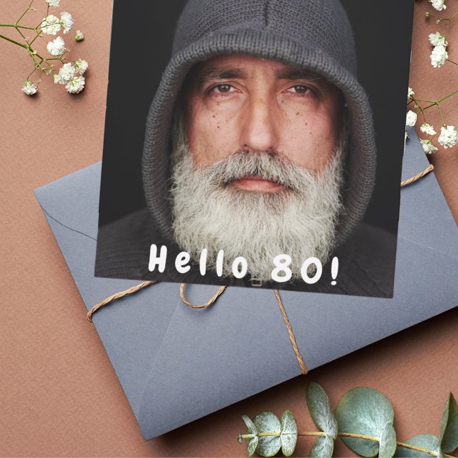 Convites Alô de foto de festa de aniversário 80 80 branco c (Criador carregado)