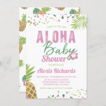 Aloha Baby Pink & Green Tropical Girl Chá de frald