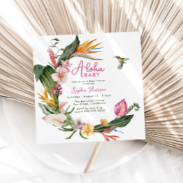 Convites Aloha Baby Tropical Floral Wreath Chá de fraldas